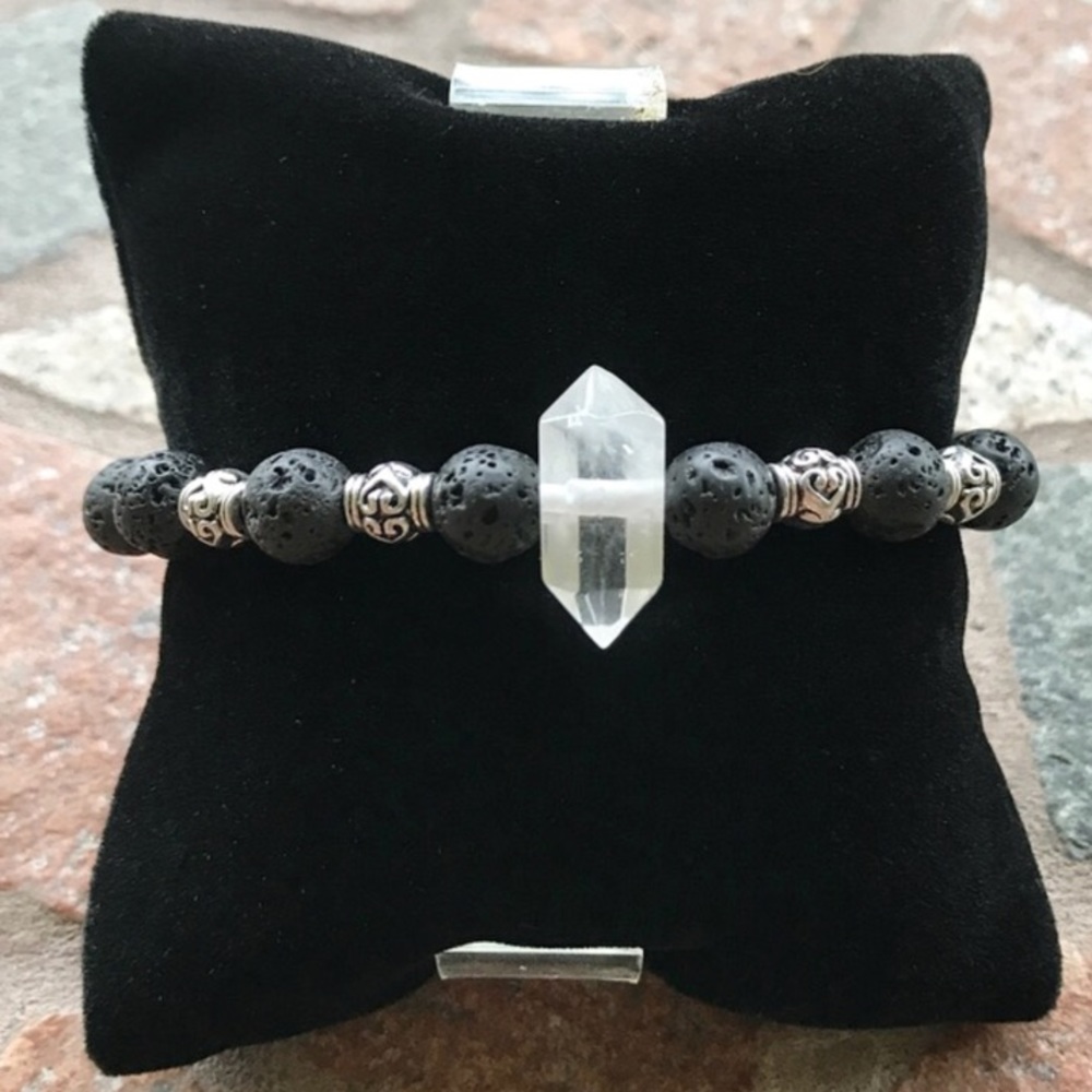 Double point healing crystal quartz lava rock